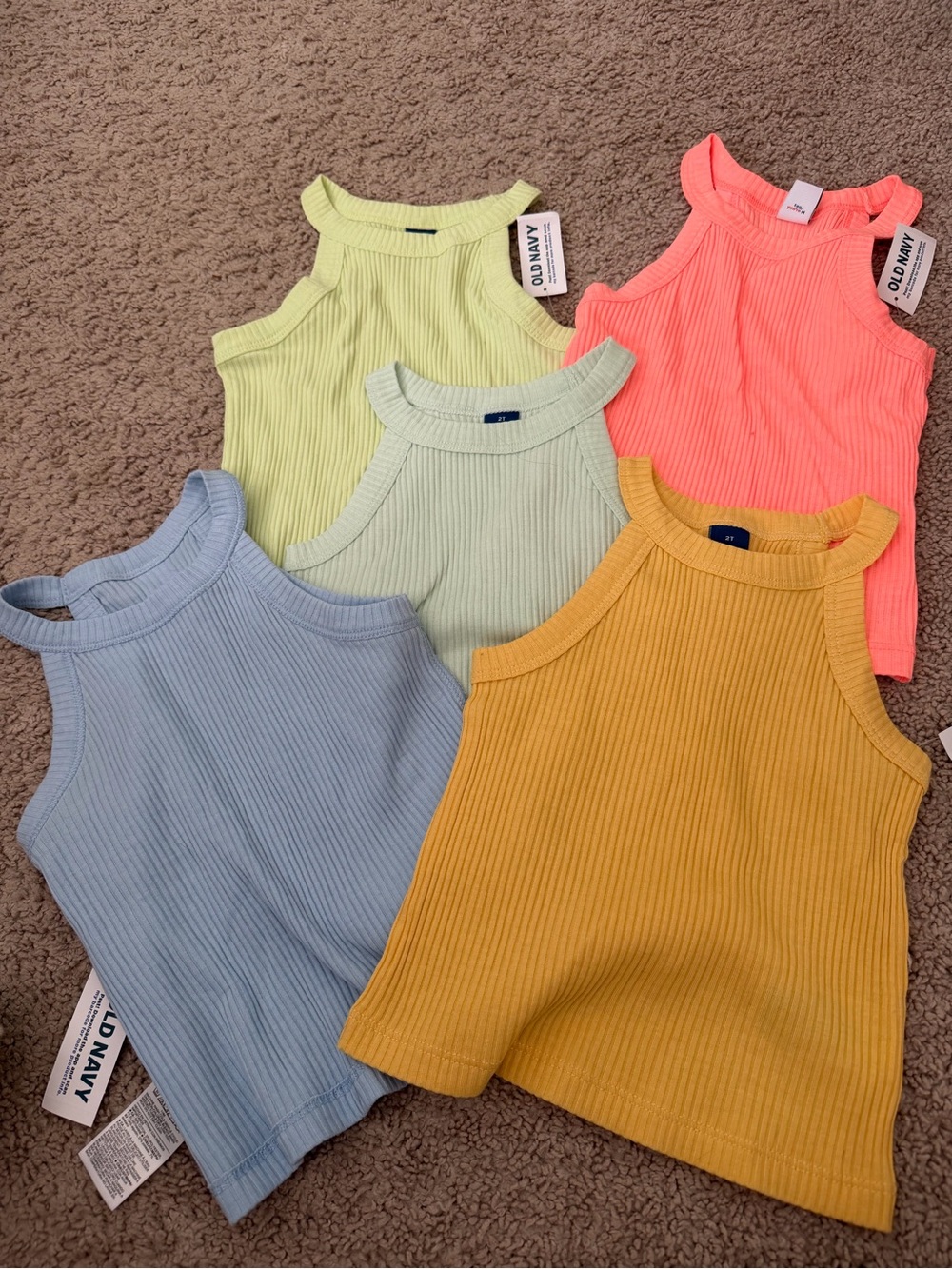 Old Navy Kids Tank Tops - Yellow, Light Blue, Coral, Lime, Mint